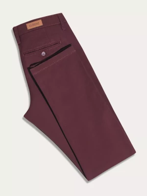 Bordowe bawełniane spodnie chino slim MARLOW
