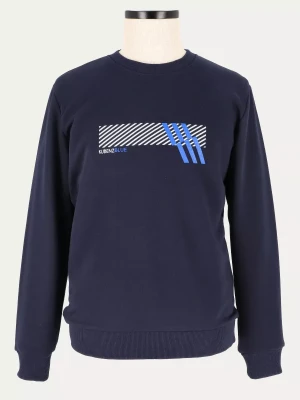 Granatowa bluza z  okrągłym dekoltem i nadrukiem 10/BLUE/PRINT 1