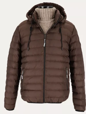 KUBENZ - Lekka kurtka pikowana z kapturem Blue Cumulus w kolorze gorzkiej czekolady - Prosty krój - Styl casual
