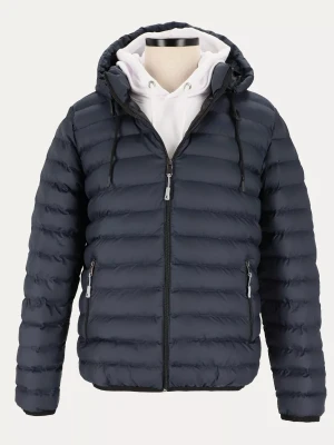 KUBENZ - Lekka kurtka pikowana z kapturem Blue Cumulus w kolorze granatowym - Prosty krój - Styl casual