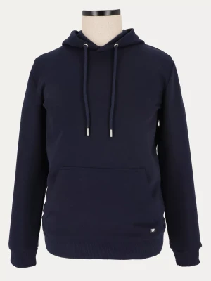 Granatowa bawełniana bluza z kapturem i pojemną kangurową kieszenią 10/BLUE/BAS 1