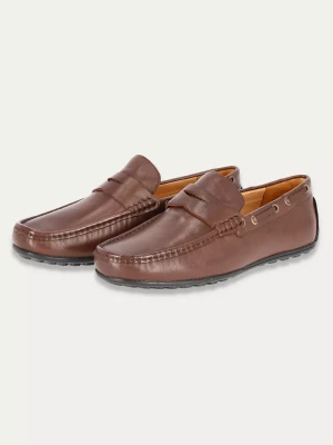 Brązowe mokasyny z naturalnej licowej skóry Hight Comfort Prime Mocca