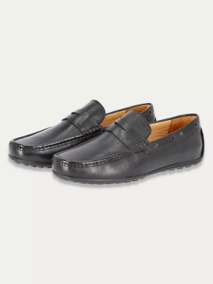 Czarne mokasyny z naturalnej licowej skóry Hight Comfort Prime Mocca