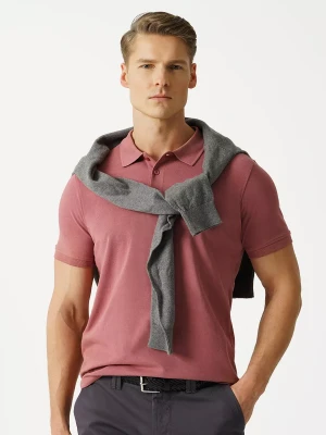 KUBENZ - Koszulka polo SELLE - Kolor jasny koral - 100% Bawełna pique - Styl casual
