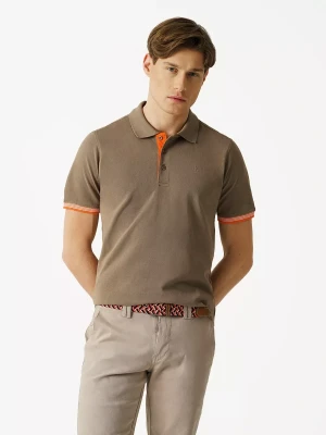 KUBENZ - Koszulka polo FRISKO - Kolor kakao - 100% Bawełna pique - Sygnowane logo - Styl casual