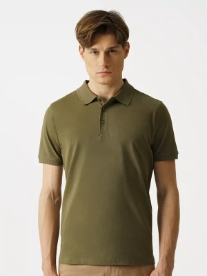KUBENZ - Koszulka polo slim SELLE - Kolor khaki - 100% bawełna pique - Styl casual