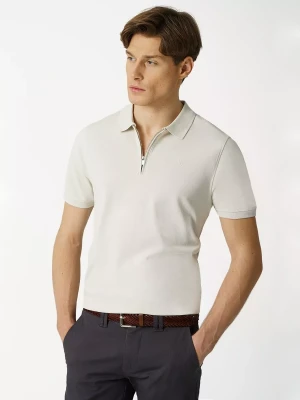 KUBENZ - Koszulka polo SPEED - Kolor naturalny - 100% Bawełna pique - Zapięcie na zamek - Styl casual