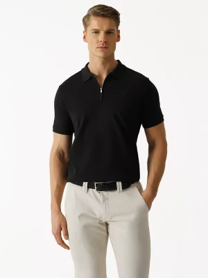 KUBENZ - Czarna koszulka polo SPEED - 100% Bawełna pique - Zapięcie na zamek - Styl casual