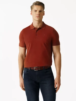 KUBENZ - Koszulka polo SELLE - Kolor rdza - 100% Bawełna pique - Styl casual
