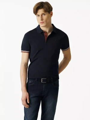 KUBENZ - Granatowa koszulka polo FRISKO - 100% Bawełna pique - Sygnowane logo - Styl casual