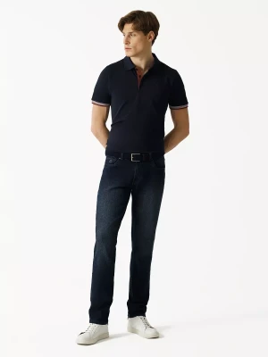 Granatowe bawełniane spodnie jeansowe slim 5-pocket INWOOD
