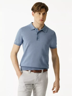KUBENZ - Niebieska koszulka polo TULSA - Dzianina bawełniana - Styl elegancki
