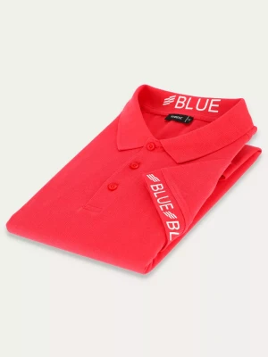 KUBENZ - Koralowa koszulka polo slim FINO - Bawełna pique - Styl sportowy