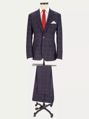 Granatowy garnitur COPART w kratę windowpane