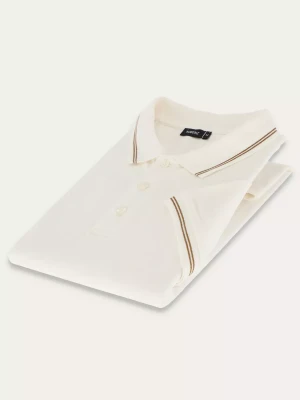 KUBENZ - Koszulka polo slim HACKNEY - Kolor ecri - 100% Bawełna - Zdobiona lamówka - Styl casual