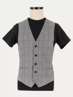 Szara kamizelka MONT slim w kratę typu Windowpane