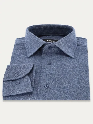 Granatowa flanelowa koszula slim w jodełkę ERBIL