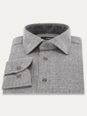 Szara flanelowa koszula slim w jodełkę BENER