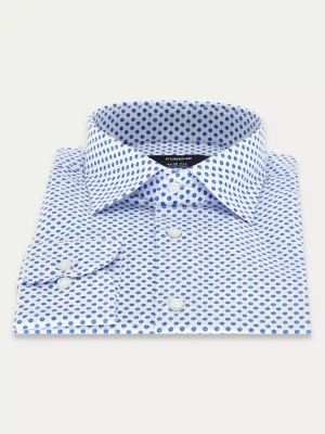 KUBENZ - Biała koszula AKEL - Fason slim - 100% Bawełna - Kwiatowy wzór - Styl casual