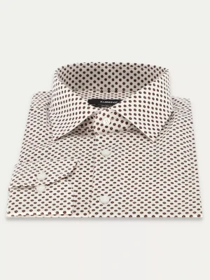 KUBENZ - Biała koszula AKIP - Fason slim - 100% Bawełna - Kwiatowy wzór - Styl casual