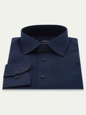 KUBENZ - Granatowa koszula CONN - Fason slim - 100% Bawełna - Gładka - Styl klasyczny
