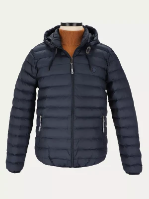 Granatowa pikowana kurtka z kapturem BLUE CIRRUS