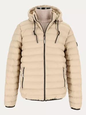 KUBENZ - Lekka kurtka pikowana z kapturem Blue Cumulus w beżowym kolorze - Prosty krój - Styl casual