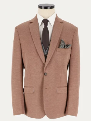 Camelowa marynarka Blue Neapoli Camel slim w mikrostrukturę