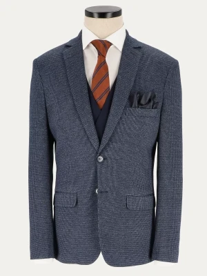 Granatowa marynarka BLUE REAL NAVY slim we wzór pepita