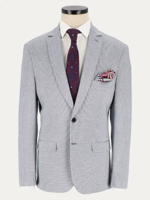Biała marynarka BLUE REAL SKY slim w niebieski wzór pepita