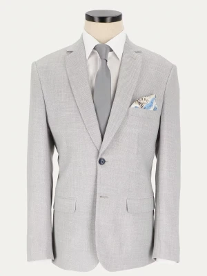 KUBENZ - Jasnoszara marynarka slim NATURAL UNITED - Domieszka wiskozy - Mikorstruktura - Styl elegancki