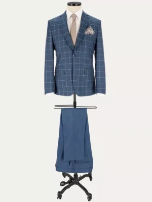 Niebieski zestaw garniturowy Mix Mavi w kratę windowpane
