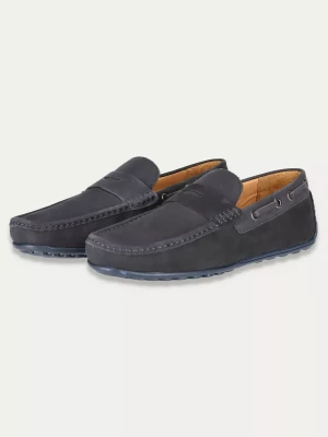 Ciemnogranatowe nubuckowe mokasyny z naturalnej skóry Hight Comfort Prime Mocca