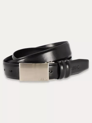 KUBENZ - Czarny pasek do spodni BD-3 - Pełna klamra z bolcem - 100% skóra naturalna - Styl elegancki