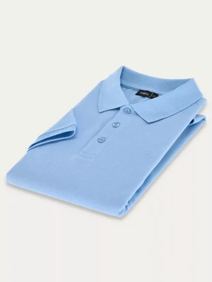 KUBENZ - Niebieska koszulka polo slim SELLE - 100% bawełna pique - Styl casual