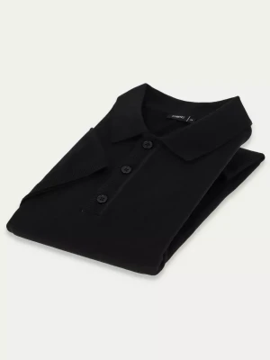 KUBENZ - Czarna koszulka polo TULSA - Dzianina bawełniana - Styl elegancki