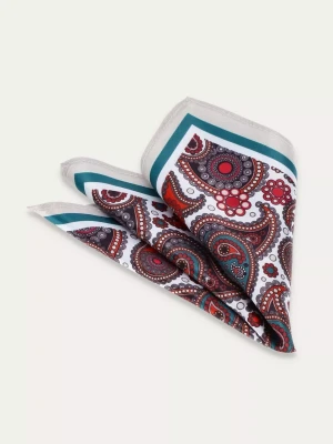 KUBENZ - Poszetka do garnituru o wyrafinowanej kolorystyce - Print paisley - Delikatna tkanina o subtelnym połysku - Styl klasyczny