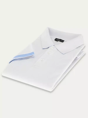 KUBENZ - Biała koszulka polo RIALTO - 100% Bawełna pique - Kontrastowy kołnierzyk od wewnątrz - Sygnowane logo - Styl casual