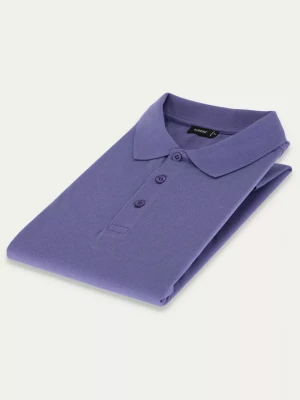 KUBENZ - Fioletowa koszulka polo slim SELLE - 100% bawełna pique - Styl casual