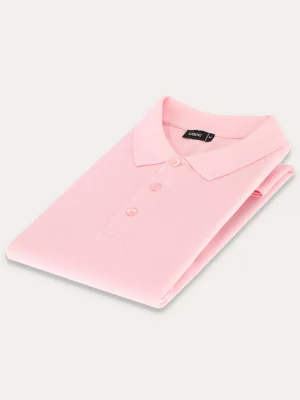 KUBENZ - Koszulka polo slim SELLE - Kolor jasny róż - 100% bawełna pique - Styl casual