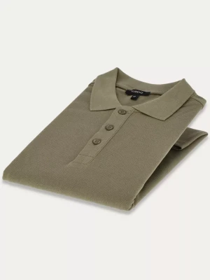 Koszulka polo slim z najwyższej jakości bawełny typu pique w kolorze khaki Sensi