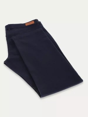 Granatowe spodnie z bawełny slim 5-pocket HUDSON