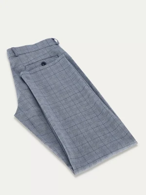 Niebieskie eleganckie spodnie slim w kratę MICK
