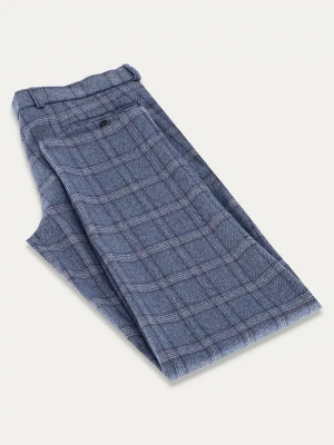 Niebieskie spodnie garniturowe slim w kratę MIX PRIME DAF BLUE