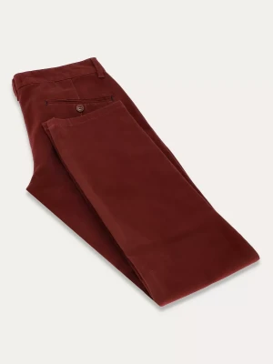 Bordowe bawełniane spodnie chino slim ORTEGA