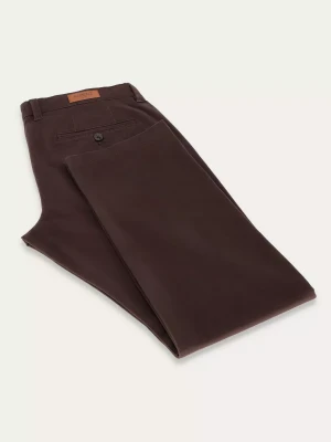 Brązowe spodnie chino z bawełny slim VERDON
