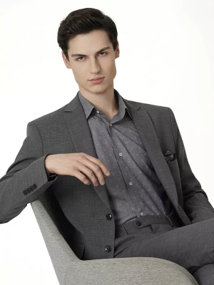 KUBENZ - Szary garnitur CALIFORNIA GREY SC slim - Domieszka wiskozy - Gładki - Styl elegancki