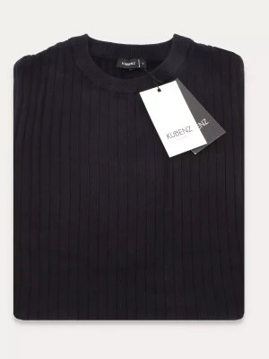 KUBENZ - Czarny sweter Prime Burmese - Przędza z wiskozy - Dekolt round-neck - Fakturalny splot - Styl casual