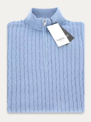 KUBENZ - Niebieski sweter Prime Mastif - 100% przędza bawełniana - Wysoka stójka - Styl casual