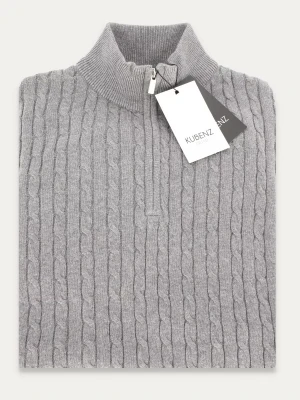 KUBENZ - Szary sweter Prime Mastif - 100% przędza bawełniana - Wysoka stójka - Styl casual